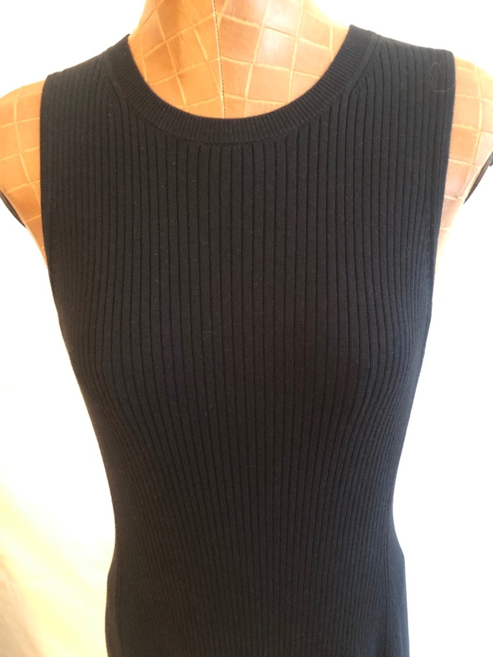 Maxi Dress Sleeveless Ribbed Stretch Black MED